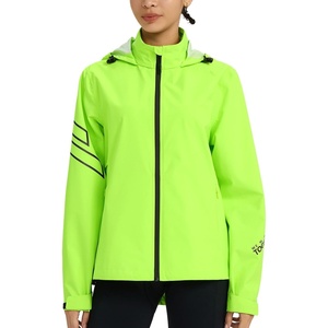 image:imagebaleaf Womens Rain Jackets Waterproof Packable Reflective Windbreaker Running Cycling Lightweight Jacket Hiking Gear HoodedFluorescent Green