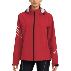 image:imagebaleaf Womens Rain Jackets Waterproof Packable Reflective Windbreaker Running Cycling Lightweight Jacket Hiking Gear HoodedRed