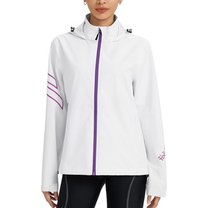 image:imagebaleaf Womens Rain Jackets Waterproof Packable Reflective Windbreaker Running Cycling Lightweight Jacket Hiking Gear HoodedWhite