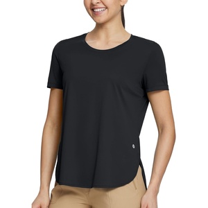 image:imagebaleaf Womens Short Sleeve T Shirts Crew Neck Workout Tops Running Shirts Sun Protection Quick Dry UVBlack