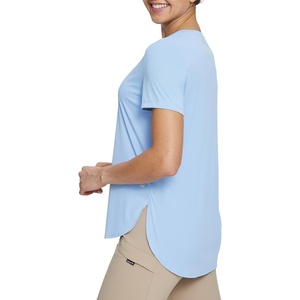 image:imagebaleaf Womens Short Sleeve T Shirts Crew Neck Workout Tops Running Shirts Sun Protection Quick Dry UVBlue