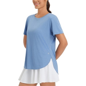 image:imagebaleaf Womens Short Sleeve T Shirts Crew Neck Workout Tops Running Shirts Sun Protection Quick Dry UVHeather Blue