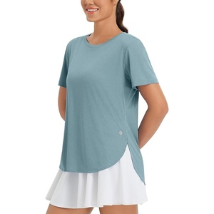 image:imagebaleaf Womens Short Sleeve T Shirts Crew Neck Workout Tops Running Shirts Sun Protection Quick Dry UVHeather Light Blue