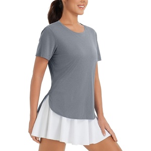 image:imagebaleaf Womens Short Sleeve T Shirts Crew Neck Workout Tops Running Shirts Sun Protection Quick Dry UVHeather Light Gray