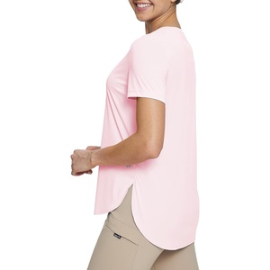 image:imagebaleaf Womens Short Sleeve T Shirts Crew Neck Workout Tops Running Shirts Sun Protection Quick Dry UVPink