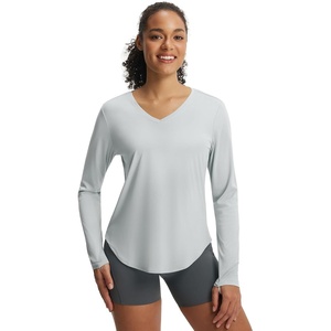 image:imagebaleaf Womens Sun Shirts UPF 50 UV Protection Long Sleeve V Neck Lightweight Breathable Quick Dry Tops Hiking RunningLight Gray
