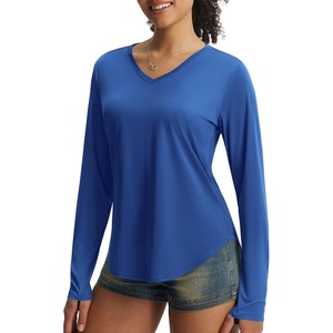 image:imagebaleaf Womens Sun Shirts UPF 50 UV Protection Long Sleeve V Neck Lightweight Breathable Quick Dry Tops Hiking RunningRoyal Blue