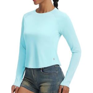 image:imagebaleaf Womens UPF 50 Long Sleeve Sun Shirts Crop Rash Guard UV Workout Tops SPF Slim Fit Lightweight Athletic HikingLight Green