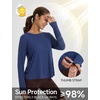 image:imagebaleaf Womens Long Sleeve Workout Tops Running Sun Shirts Split Back  UPF 50 Quick Dry Lightweight Breathable Moisturewicking SPF UV for Athletic Gym Hiking Tennis OutdoorNavy Blue