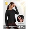 image:imagebaleaf Womens Long Sleeve Workout Tops Running Sun Shirts Split Back  UPF 50 Quick Dry Lightweight Breathable Moisturewicking SPF UV for Athletic Gym Hiking Tennis OutdoorBlack
