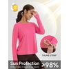 image:imagebaleaf Womens Long Sleeve Workout Tops Running Sun Shirts Split Back  UPF 50 Quick Dry Lightweight Breathable Moisturewicking SPF UV for Athletic Gym Hiking Tennis OutdoorPink