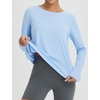 image:imagebaleaf Womens Long Sleeve Workout Tops Running Sun Shirts Split Back  UPF 50 Quick Dry Lightweight Breathable Moisturewicking SPF UV for Athletic Gym Hiking Tennis OutdoorLight Blue