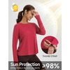 image:imagebaleaf Womens Long Sleeve Workout Tops Running Sun Shirts Split Back  UPF 50 Quick Dry Lightweight Breathable Moisturewicking SPF UV for Athletic Gym Hiking Tennis OutdoorRed