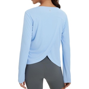 image:imagebaleaf Womens Long Sleeve Workout Tops Running Sun Shirts Split Back  UPF 50 Quick Dry Lightweight Breathable Moisturewicking SPF UV for Athletic Gym Hiking Tennis OutdoorLight Blue