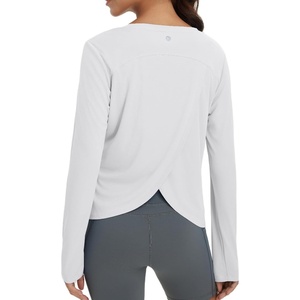 image:imagebaleaf Womens Long Sleeve Workout Tops Running Sun Shirts Split Back  UPF 50 Quick Dry Lightweight Breathable Moisturewicking SPF UV for Athletic Gym Hiking Tennis OutdoorWhite