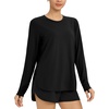 image:imagebaleaf Womens Long Sleeve Workout Tops Lightweight Shirts  Loose Fit Thumb Holes Crew Neck UPF 50 Yoga Athletic Running ExerciseBlack