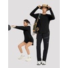image:imagebaleaf Womens Long Sleeve Workout Tops Lightweight Shirts  Loose Fit Thumb Holes Crew Neck UPF 50 Yoga Athletic Running ExerciseBlack