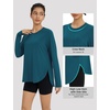 image:imagebaleaf Womens Long Sleeve Workout Tops Lightweight Shirts  Loose Fit Thumb Holes Crew Neck UPF 50 Yoga Athletic Running ExerciseBlue