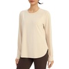 image:imagebaleaf Womens Long Sleeve Workout Tops Lightweight Shirts  Loose Fit Thumb Holes Crew Neck UPF 50 Yoga Athletic Running ExerciseLight Brown
