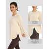 image:imagebaleaf Womens Long Sleeve Workout Tops Lightweight Shirts  Loose Fit Thumb Holes Crew Neck UPF 50 Yoga Athletic Running ExerciseLight Brown