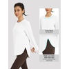 image:imagebaleaf Womens Long Sleeve Workout Tops Lightweight Shirts  Loose Fit Thumb Holes Crew Neck UPF 50 Yoga Athletic Running ExerciseStar White