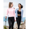 image:imagebaleaf Womens UPF 50 Sun Shirt Lightweight Crop  Long Sleeve Full Zip Jacket Breathable Quick Dry Tops Soft Fabric for Workout Athletic Gym Running Hiking Beach GolfNavy Blue