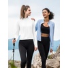 image:imagebaleaf Womens UPF 50 Sun Shirt Lightweight Crop  Long Sleeve Full Zip Jacket Breathable Quick Dry Tops Soft Fabric for Workout Athletic Gym Running Hiking Beach GolfUltra White