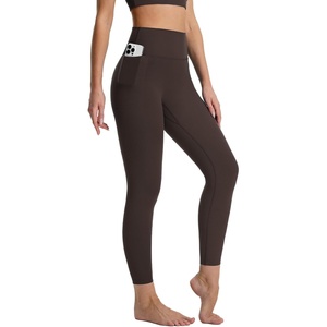 image:imagebaleaf Leggings with Pockets for Women No Front Seam High Waisted Yoga Pants Soft Lightweight Workout Leggings 25Dark Brown