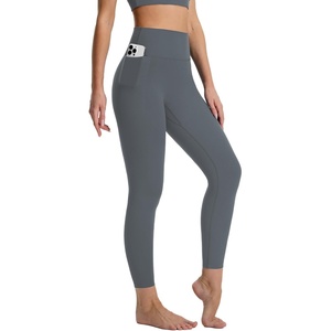 image:imagebaleaf Leggings with Pockets for Women No Front Seam High Waisted Yoga Pants Soft Lightweight Workout Leggings 25Dark Gray