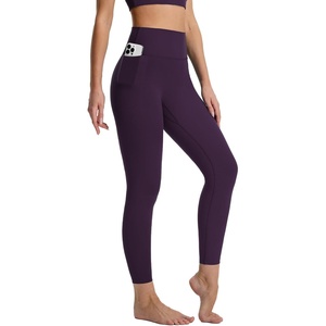 image:imagebaleaf Leggings with Pockets for Women No Front Seam High Waisted Yoga Pants Soft Lightweight Workout Leggings 25Dark Purple