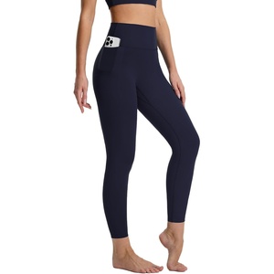 image:imagebaleaf Leggings with Pockets for Women No Front Seam High Waisted Yoga Pants Soft Lightweight Workout Leggings 25Navy Blue