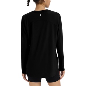 image:imagebaleaf Womens Long Sleeve Workout Tops Lightweight Shirts  Loose Fit Thumb Holes Crew Neck UPF 50 Yoga Athletic Running ExerciseBlack
