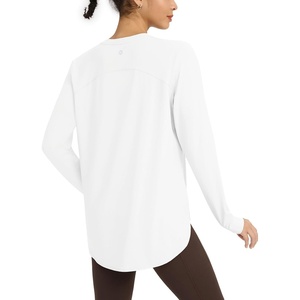 image:imagebaleaf Womens Long Sleeve Workout Tops Lightweight Shirts  Loose Fit Thumb Holes Crew Neck UPF 50 Yoga Athletic Running ExerciseStar White
